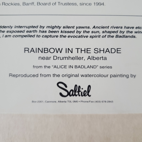 Canadian Artist Alice Saltiel-Marshall  Hand Signed Print "Rainbow in the Shade" - Picture 7 of 9